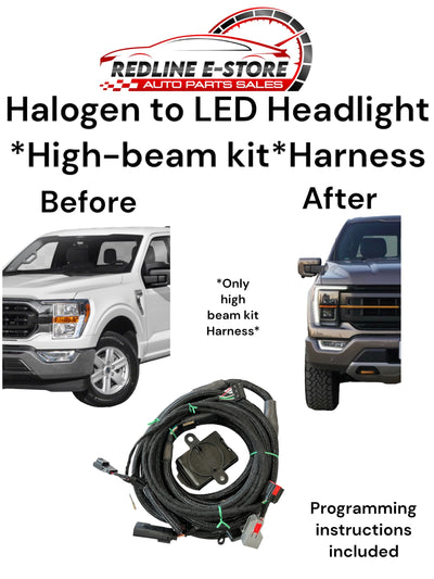 2023 2022 2021 F-150 Halogen Headlight to LED Projector Headlight High-beam Kit Harness
