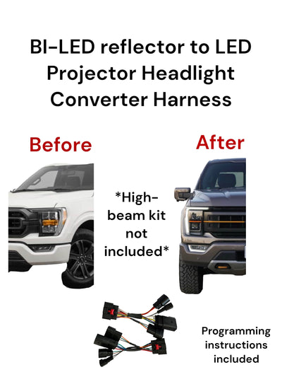 2023 2022 2021 Ford F-150 Bi-LED to LED Projector Headlight Harness Convertor Adapter