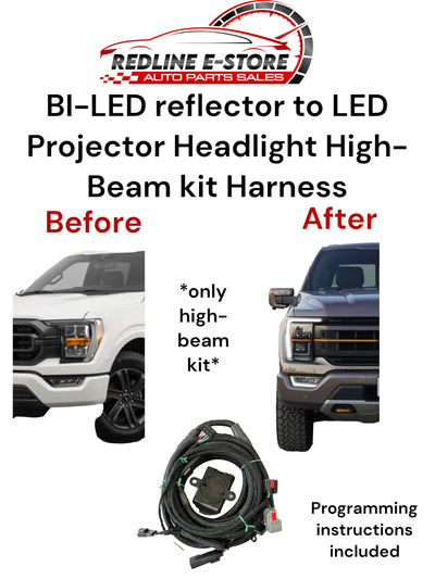 2023 F-150 Bi-quad LED Headlight to LED Projector Headlight High-beam Kit Harness